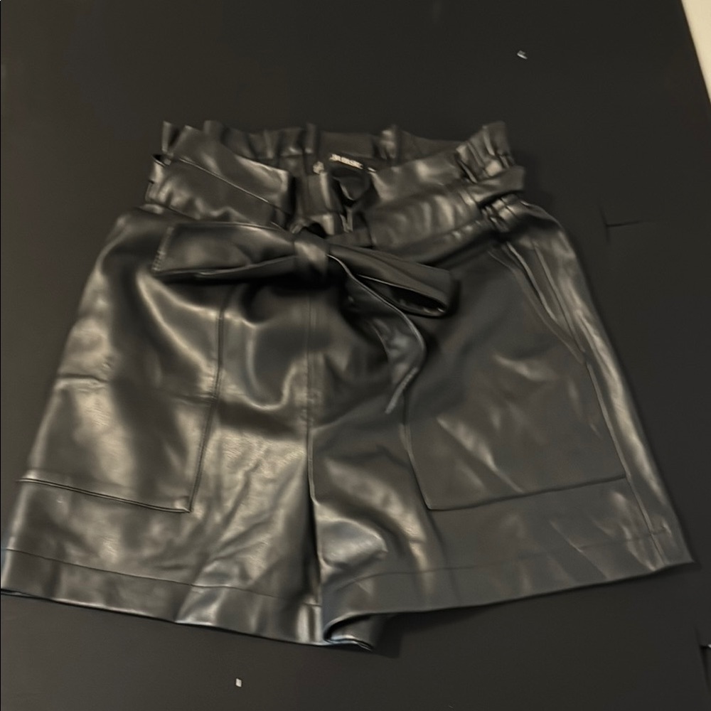 Zara Black High Waist Glossy Shorts